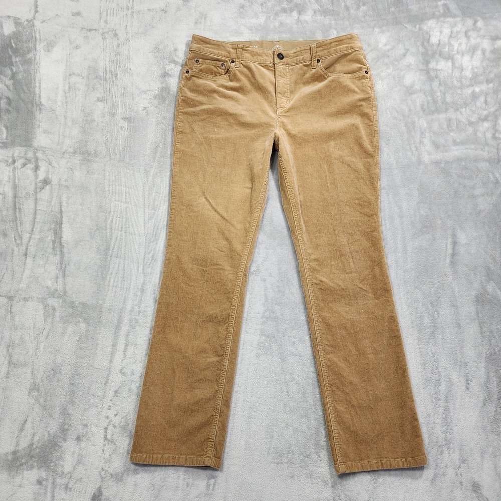 St. John's Bay Pants Womens 16 Tan Stretch Corduroy Mid Rise Straight Leg Preppy